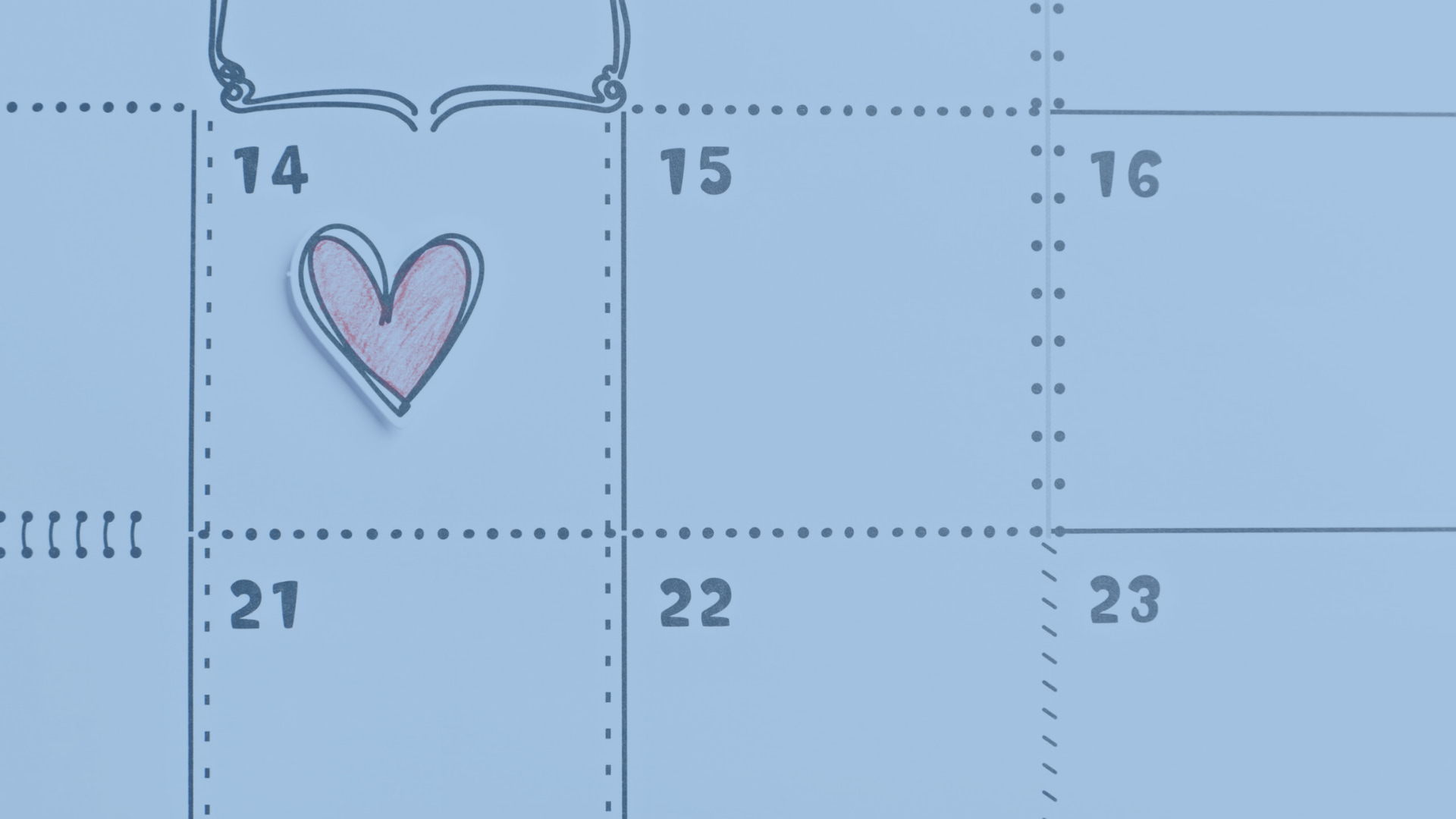 valentines day calendar with heart